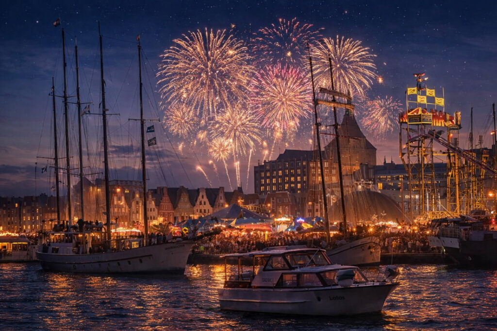 Rostocker Stadthafen - Hanse Sail - Sailors Höhenfeuerwerk